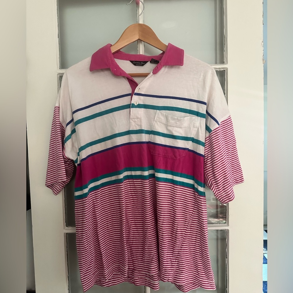 Vintage Dior Striped Polo Shirt
